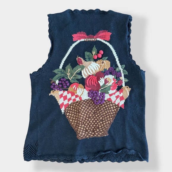 Capacity Vintage 3D Knit Fruit Sweater Vest Cardigan Size M - Picture 7 of 8